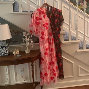 Simone Rocha US 10 Pink and Black Floral Dress